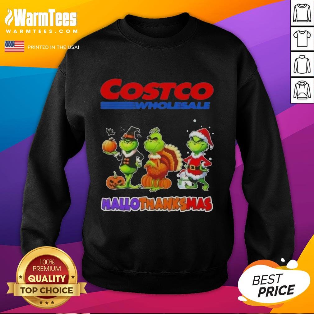 Good Costco Wholesale X Grinch Cosplay Happy Hallothanksmas Sweatshirt Cozy Good Costco Wholesale X Grinch cosplay sweatshirt for a festive HalloThanksMas celebration, featuring Grinch design.