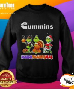 Good Cummins X Grinch cosplay sweatshirt for Happy HalloThanksMas, featuring a festive design and vibrant colors.
