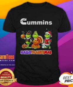 Alt Text: Good Cummins X Grinch Cosplay T-Shirt for Hallothanksmas celebration, featuring festive design and vibrant colors.