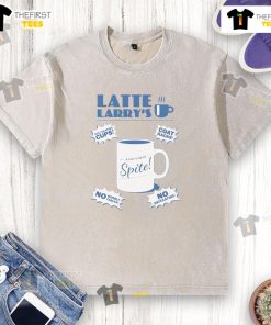 Good Curb Your Enthusiasm latte featuring Larry's washed t-shirt design, perfect for fans of the show.
