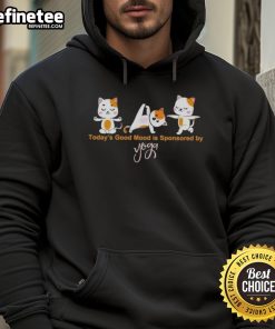 Cozy hoodie with 'Today's Good Mood is Sponsored by Yoga Cats' design, perfect for cat lovers and yoga enthusiasts.