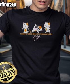 Alt Text: Good Cute Todays Good Mood Is Sponsored By Yoga Cats T-Shirt featuring playful cat graphics and vibrant colors.