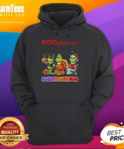 Good Cvsharmacy X Grinch Cosplay Happy HalloThanksMas Hoodie featuring festive design and vibrant colors for holiday fun.