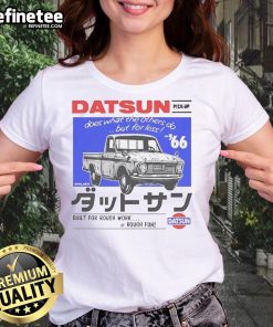 Alt Text: Good Datsun 520 Ladies Tee showcasing stylish design, perfect for car enthusiasts seeking affordable automotive apparel.