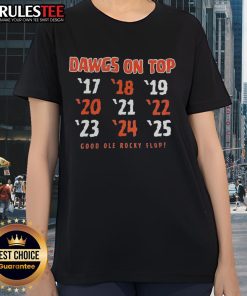 Good Dawgs On Top: Georgia Bulldog vs Tennessee Volunteers ladies tee showcasing team spirit and vibrant colors.