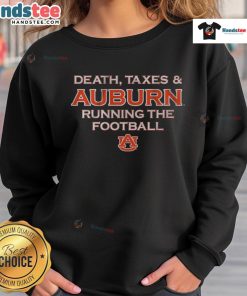 Good Death Taxes Auburn Running the Football Sweatshirt in navy blue, showcasing team spirit and comfort for fans.