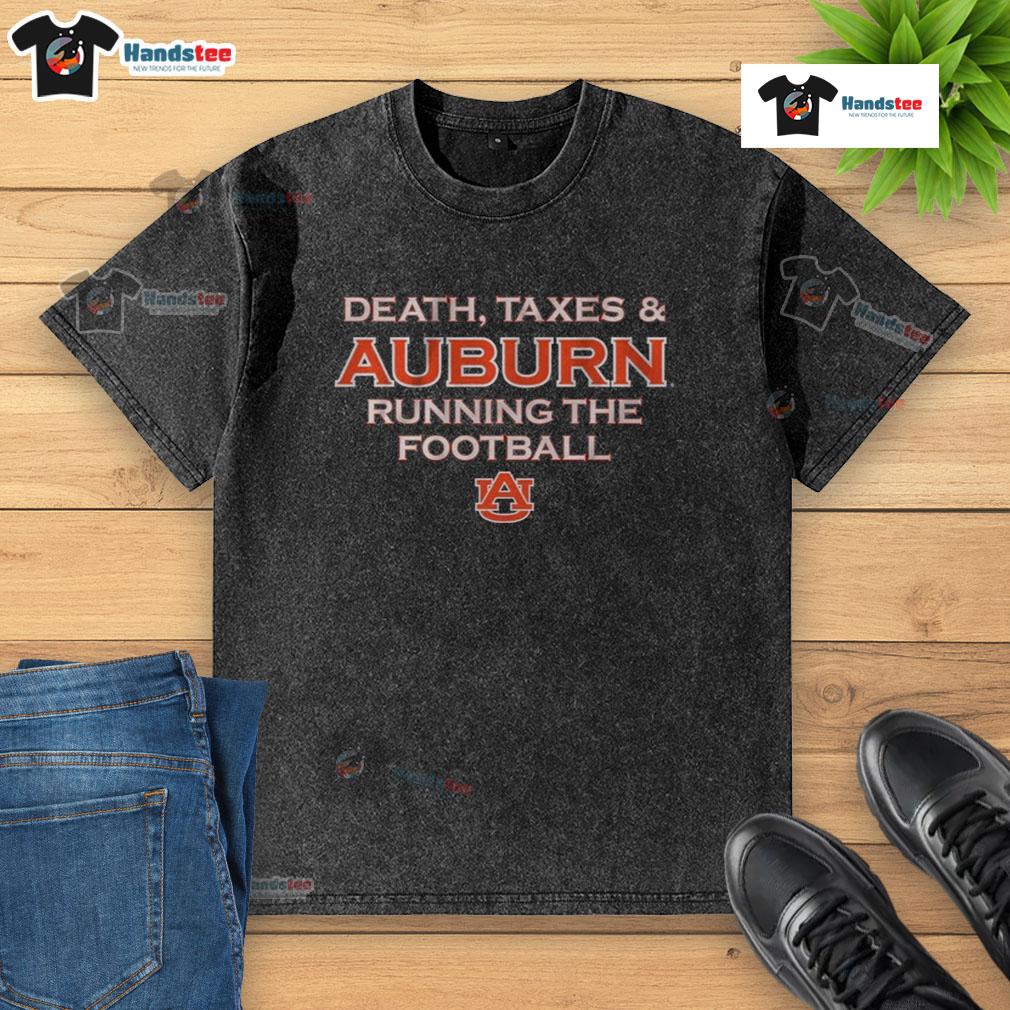 Good Death Taxes & Auburn Running The Football Washed T Shirt Good Death Taxes Auburn Running the Football washed t-shirt featuring Auburn Tigers logo and vintage design.
