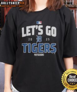 Good Detroit Tigers Baseball 2025 Postseason Ladies Tee featuring team colors and logo, perfect for fans supporting their team.