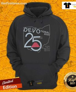 Good Devotional 25th Anniversary Hoodie featuring a stylish design celebrating faith and community spirit.