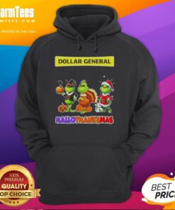 Good Dollar General X Grinch Cosplay Happy HalloThanksMas Hoodie featuring festive design and cozy fit for holiday celebrations.