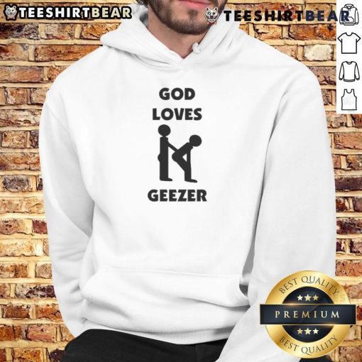 Good Dominic Fike God Loves Geezer hoodie displayed on a mannequin, showcasing trendy streetwear fashion for fans.