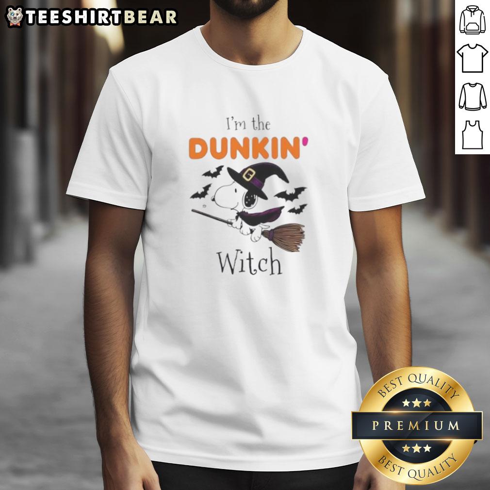 Good Dukin Donuts X Snoopy I'M The Witch Halloween T Shirt Good Dukin Donuts X Snoopy Halloween T-Shirt featuring I'M The Witch design, perfect for spooky season celebrations.