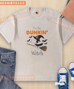 Good Dukin Donuts x Snoopy I'm The Witch Halloween washed t-shirt featuring a whimsical design perfect for spooky season.