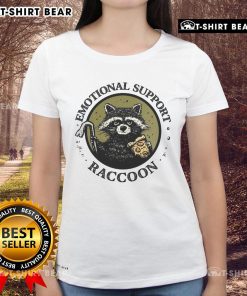 Good Emotional Support Raccoon Ladies Tee featuring a cute raccoon graphic, perfect for animal lovers and comfort seekers.