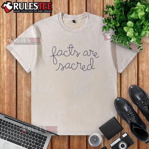 Good Facts Are Sacred washed t-shirt featuring a stylish design and soft fabric, perfect for casual wear.