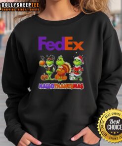 Good FedEx X Grinch cosplay sweatshirt for Happy HalloThanksMas, featuring festive designs and cozy fit for holiday celebrations.