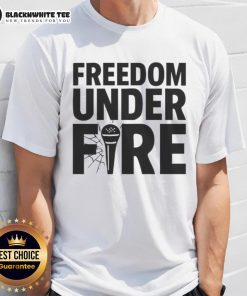 Good Freedom Under Fire Charlie Kirk T-Shirt featuring bold graphic design promoting freedom and patriotism.