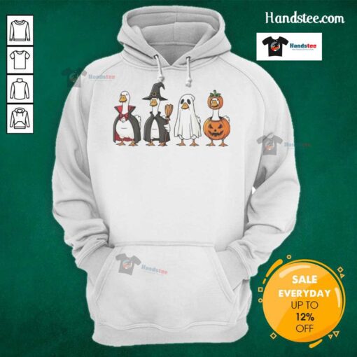 Alt Text: Good geese dressed up in a Halloween character hoodie, showcasing festive and fun animal costumes for Halloween.