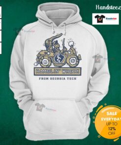 Good Georgia Tech Yellow Jackets Football Ramblin Wreck Ringer Hoodie featuring team colors and logo.