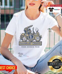 Good Georgia Tech Yellow Jackets Football Ramblin Wreck Ringer Ladies Tee showcasing team spirit and style.