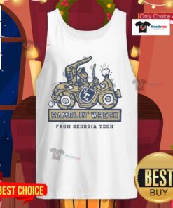 Good Georgia Tech Yellow Jackets Football Ramblin' Wreck Ringer Tank Top featuring vibrant team colors and logo.