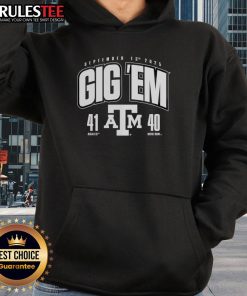 Good Gig Em Texas A&M Aggies vs Notre Dame Fighting Irish 2025 hoodie featuring score 41-40, perfect for fans.