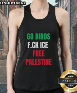 Good Go Birds F.C.K. Ice Free Palestine shirt worn by Hannah Einbinder, showcasing a trendy Emmy tank top style.