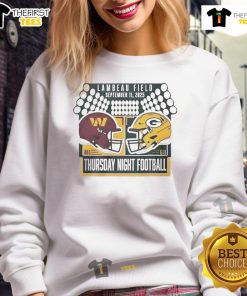 Good Green Bay Packers vs Washington Commanders Thursday Night Football helmet sweatshirt featuring team logos.