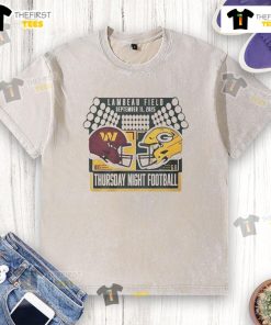 Good Green Bay Packers vs Washington Commanders helmet washed t-shirt showcasing team logos for Thursday Night Football.