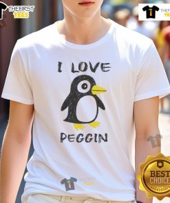 Good I Love Pegging Penguin T-Shirt featuring a playful penguin design, perfect for fun-loving penguin enthusiasts.