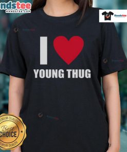 Good I Love Young Thug ladies tee featuring vibrant graphics and stylish design, perfect for fans of the artist.