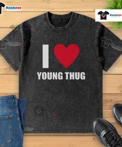 Good I Love Young Thug washed t-shirt featuring bold graphic design and soft fabric, perfect for casual streetwear.