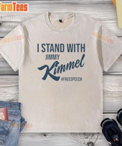 Good I Stand With Jimmy Kimmel Free Speech Washed T-Shirt featuring bold text for free speech advocacy.