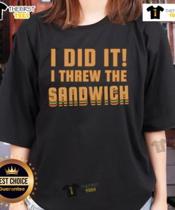 Good I Threw The Sandwich Ladies Tee featuring a fun graphic design on a stylish women's t-shirt.