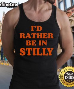 Model wearing a 'Good I'd Rather Be in Stilly' tank top, showcasing casual summer style and comfortable fashion.