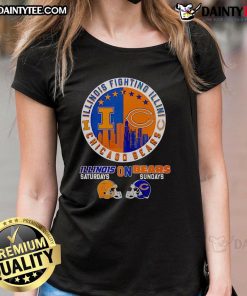 Illinois Fighting Illini ladies tee featuring Chicago Bears skyline design for game day wear.