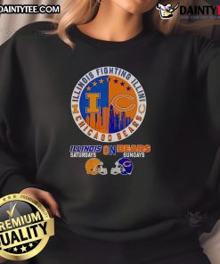 Good Illinois Fighting Illini on Saturdays & Chicago Bears on Sundays skyline sweatshirt, perfect for sports fans.
