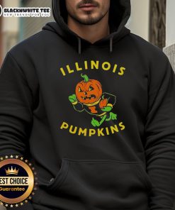 Illinois Fighting Illini mascot hoodie featuring festive pumpkins for Halloween in Illinois, perfect for fans.