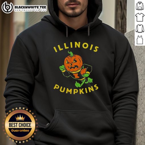 Illinois Fighting Illini mascot hoodie featuring festive pumpkins for Halloween in Illinois, perfect for fans.