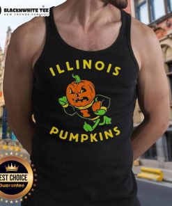 Good Illinois Pumpkins Halloween tank top featuring the Fighting Illini mascot, perfect for festive fall celebrations.
