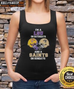 LSU and Saints football helmet tank top for game day, perfect for showcasing your team spirit on Saturdays and Sundays.