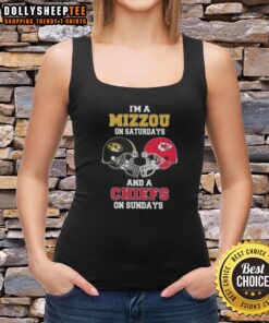 Stylish tank top featuring a football helmet design, perfect for Mizzou Saturdays and Chiefs Sundays.