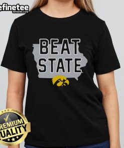 Good Iowa Hawkeyes beat Iowa State Cyclones ladies tee featuring team colors and logo for passionate fans.