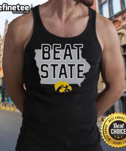 Alt Text: Good Iowa Hawkeyes beat Iowa State Cyclones tank top featuring team logos and vibrant colors for fans.
