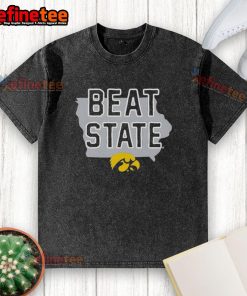 Good Iowa Hawkeyes beat Iowa State Cyclones washed T-shirt featuring team colors and logo for fans and supporters.