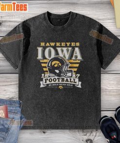 Alt Text: Good Iowa Hawkeyes Stripe Splash Washed T-Shirt in black and gold, perfect for game day and showing team spirit.