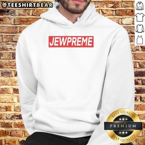 Good Jewpreme Logo Parody Hoodie featuring a unique design blending streetwear and humor for trendy fashion lovers.