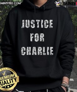 Bold protest statement hoodie featuring 'Good Justice For Charlie Kirk' slogan, perfect for activism and support.