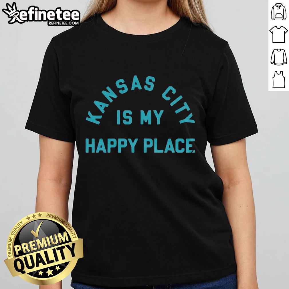 Good Kansas City Is My Happy Place Ladies Tee Good Kansas City is My Happy Place Ladies Tee in vibrant colors, perfect for casual wear and celebrating Kansas City pride.