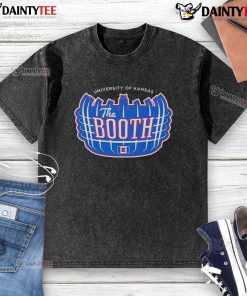 Good Kansas Jayhawks Football The Booth Logo Washed T-Shirt featuring a vintage design perfect for fans.